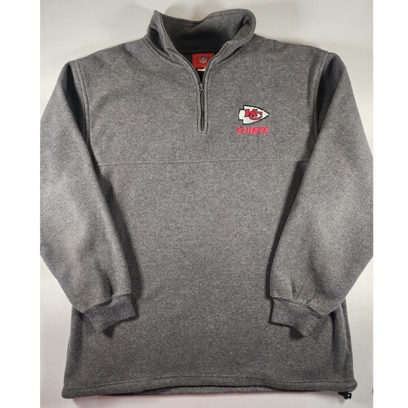 NFL Other - NFL Kansas City Chiefs Pullover Mens‎ Large Gray Fleece 1/4 Zip Embroidered Logo